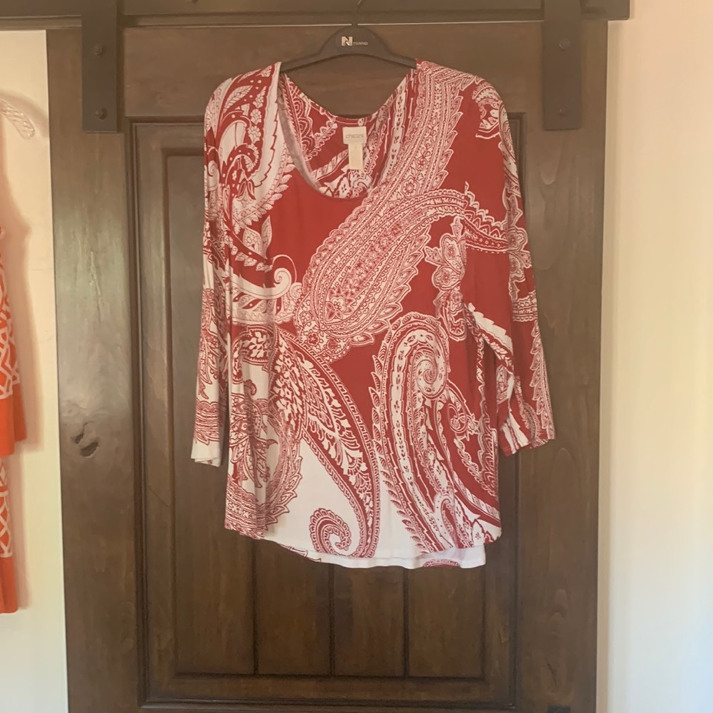 Fun Chicod red and white paisley casual top
